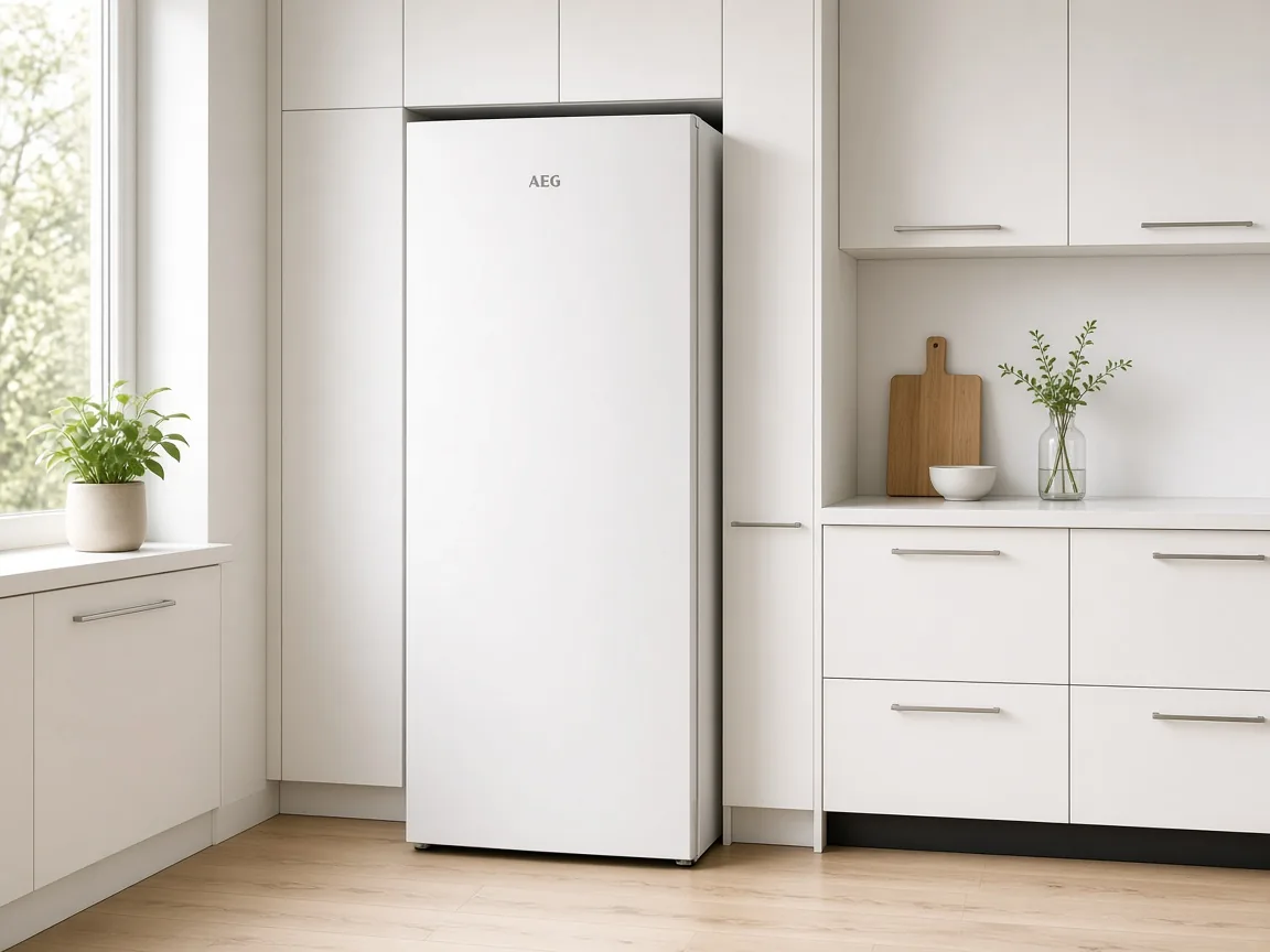 AEG refrigerator in a household kitchen
