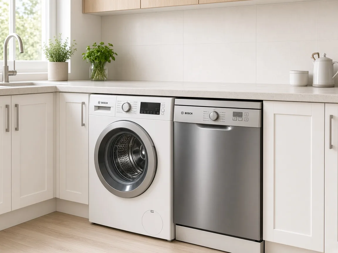 Bosch washing machine and Bosch dishwasher in a kitchen