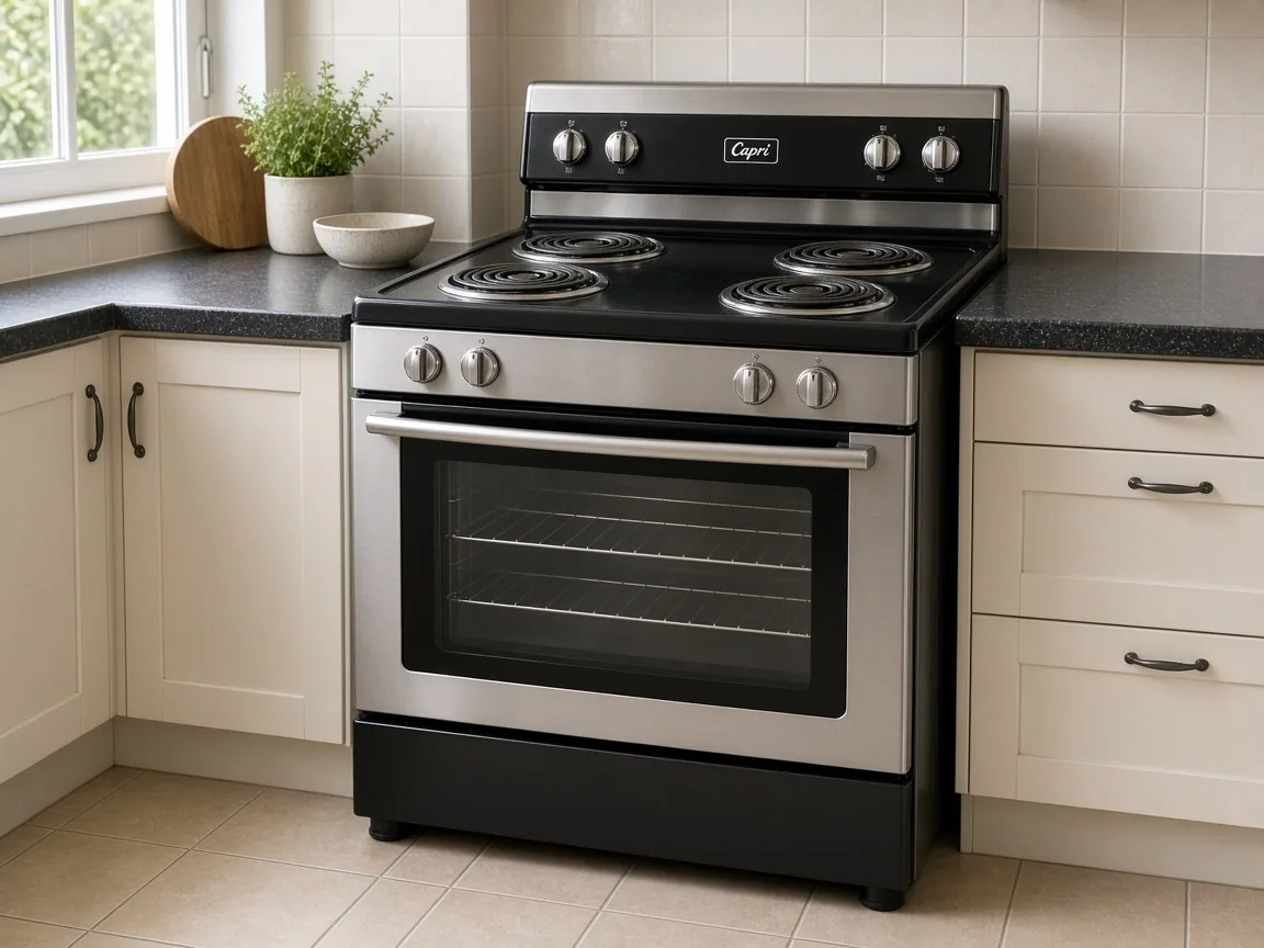 Capri electric stove and oven in a kitchen