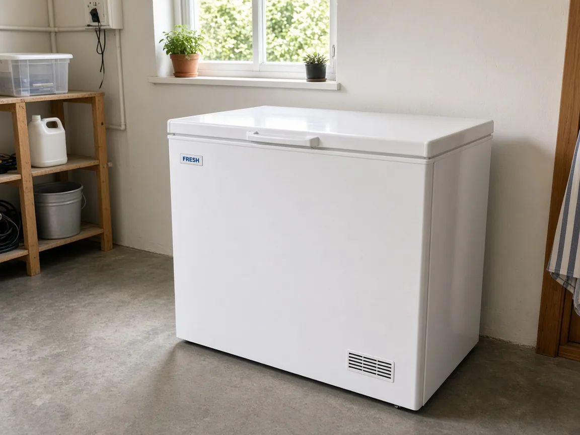 FRESH chest freezer in a household setting