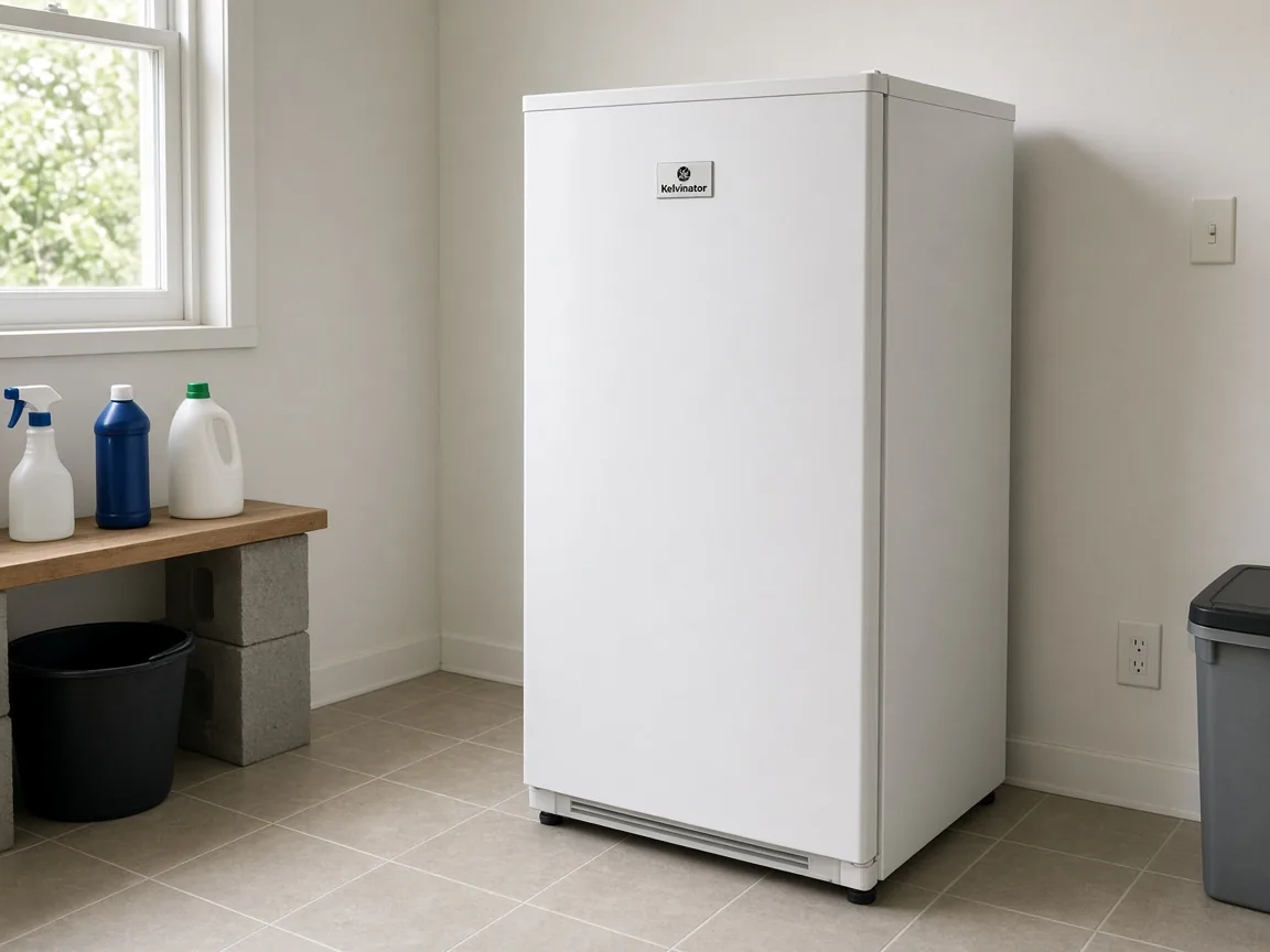 Kelvinator freezer in a household setting