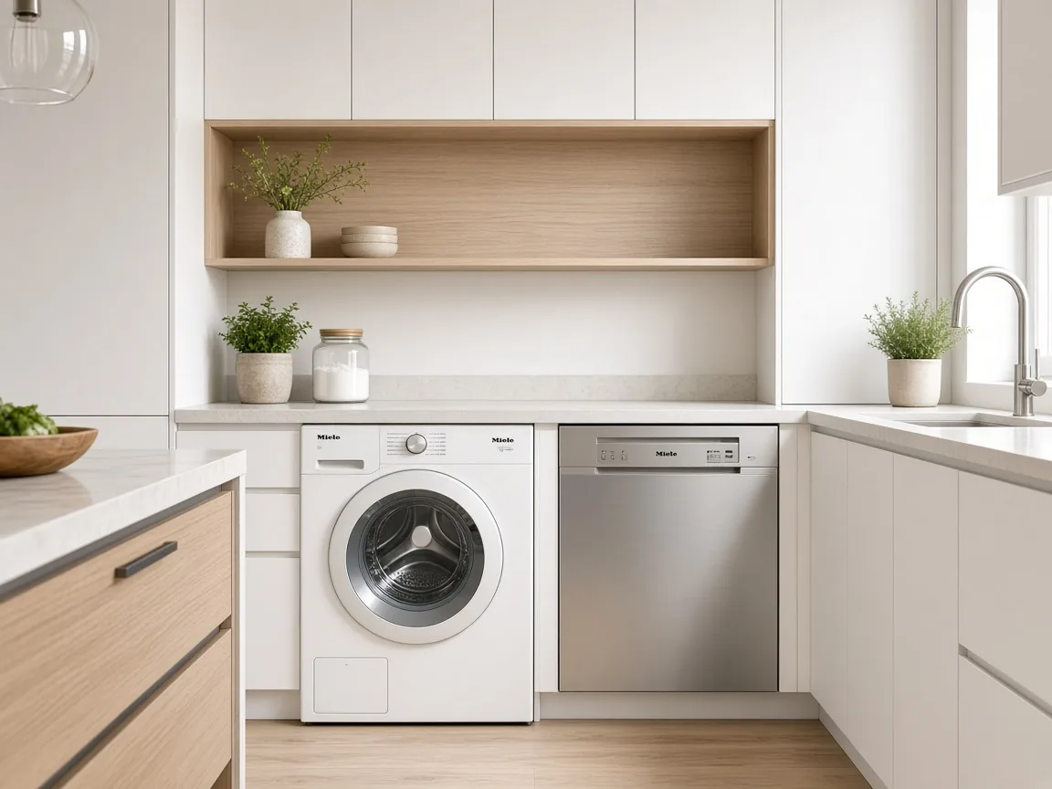 Miele washing machine and dishwasher in a premium kitchen